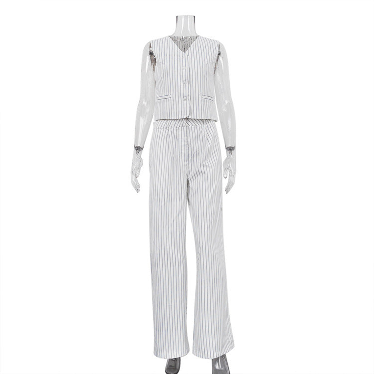 Women's Striped Vest Trousers Casual Wear Temperament Commute Suit - SHOP ELC 